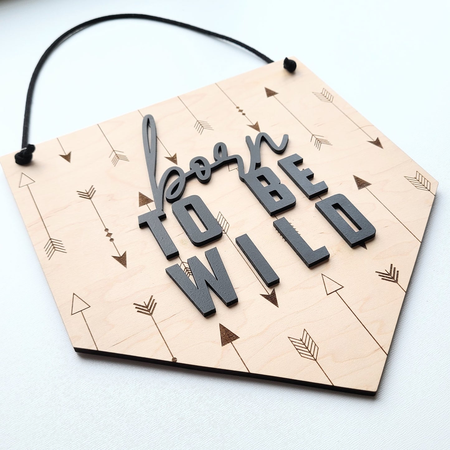 Born To Be Wild Large Wood Gonfalon Pennant Flag For Nursery or Kid's Room