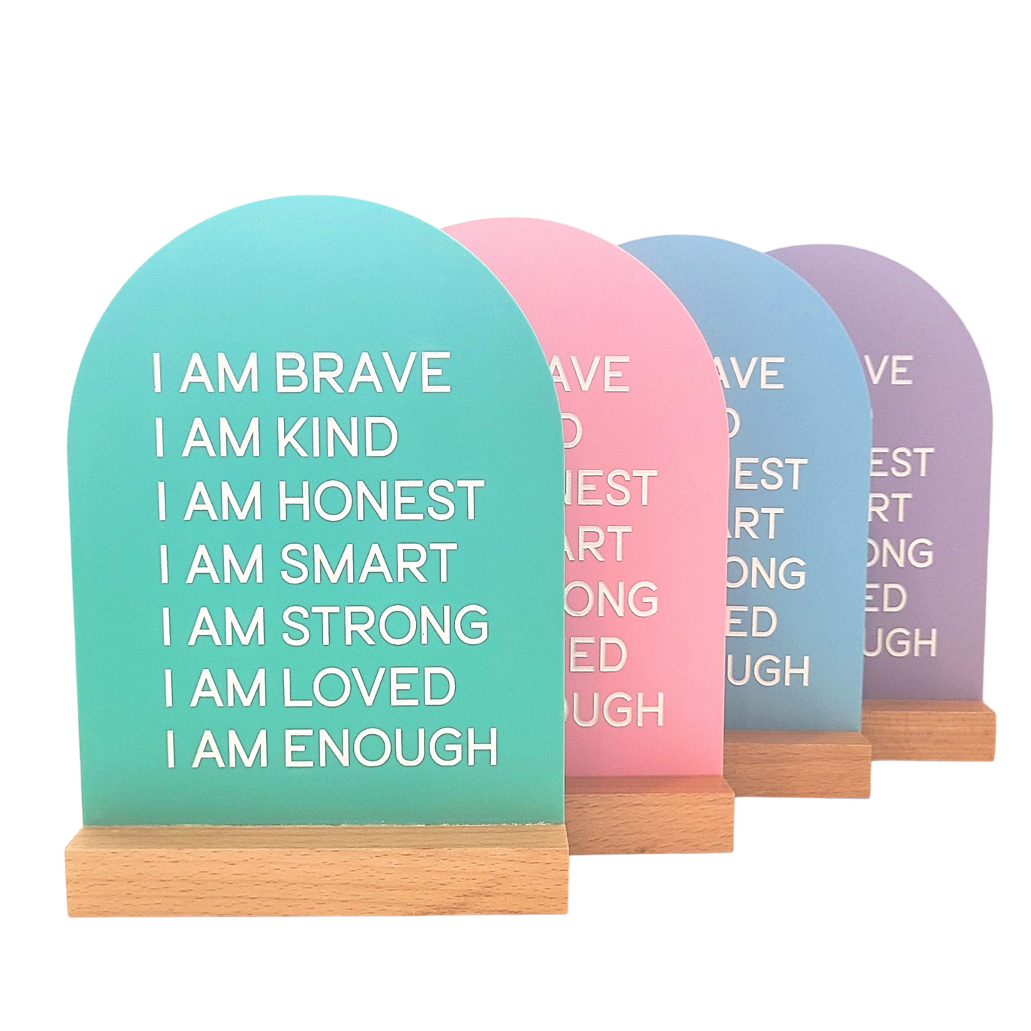 Personalized Acrylic Affirmation Sign for Kids with Wood Base