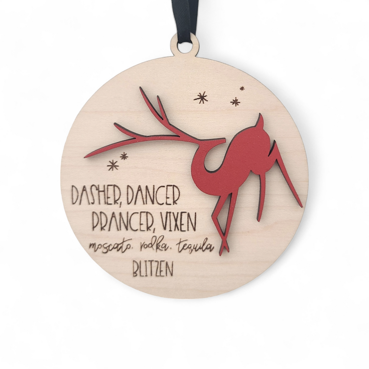 Blitzen Ornament with Red Painted Deer