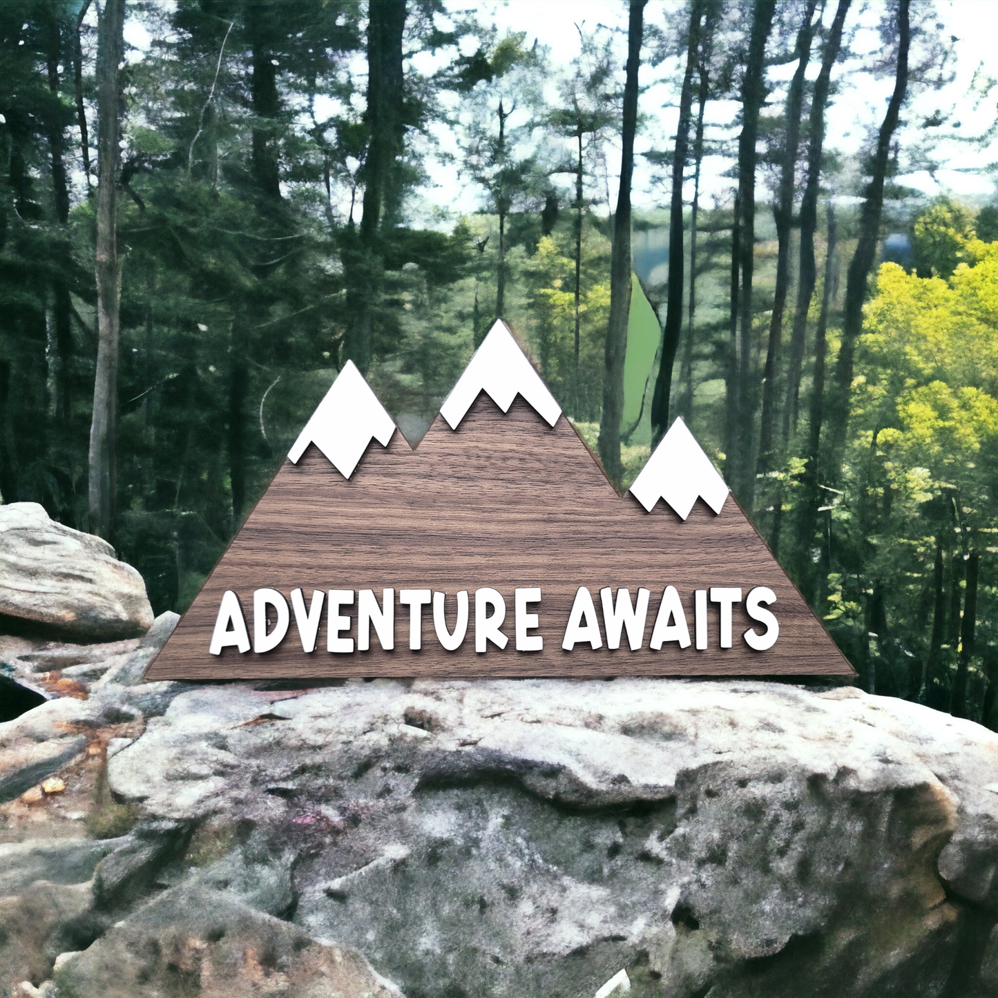 Mountain Cutout Sign - Adventure Awaits