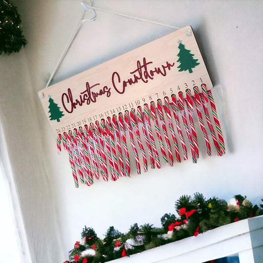 Christmas Candy Cane Countdown with Trees