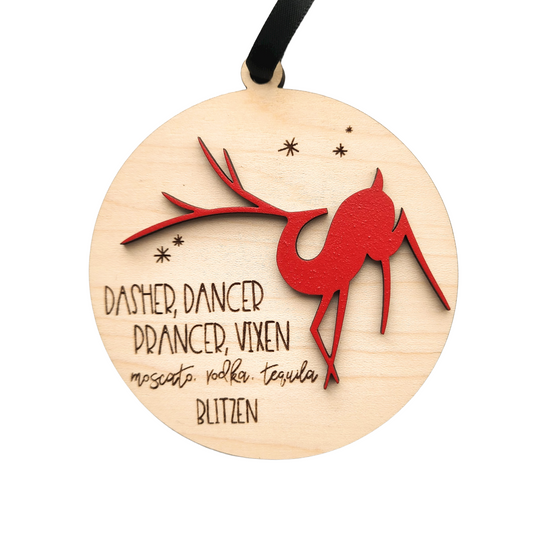 Blitzen Ornament with Red Painted Deer