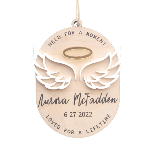 Personalized Baby / Infant Loss Memorial Ornament - Angel Wings - Multiple Sentiments Available